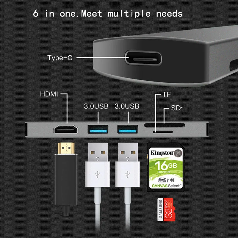 USB C док станция для ноутбука 3 0 HDMI TF SD концентратор Fealuyshon Macbook Pro HP DELL Surface Lenovo Samsung