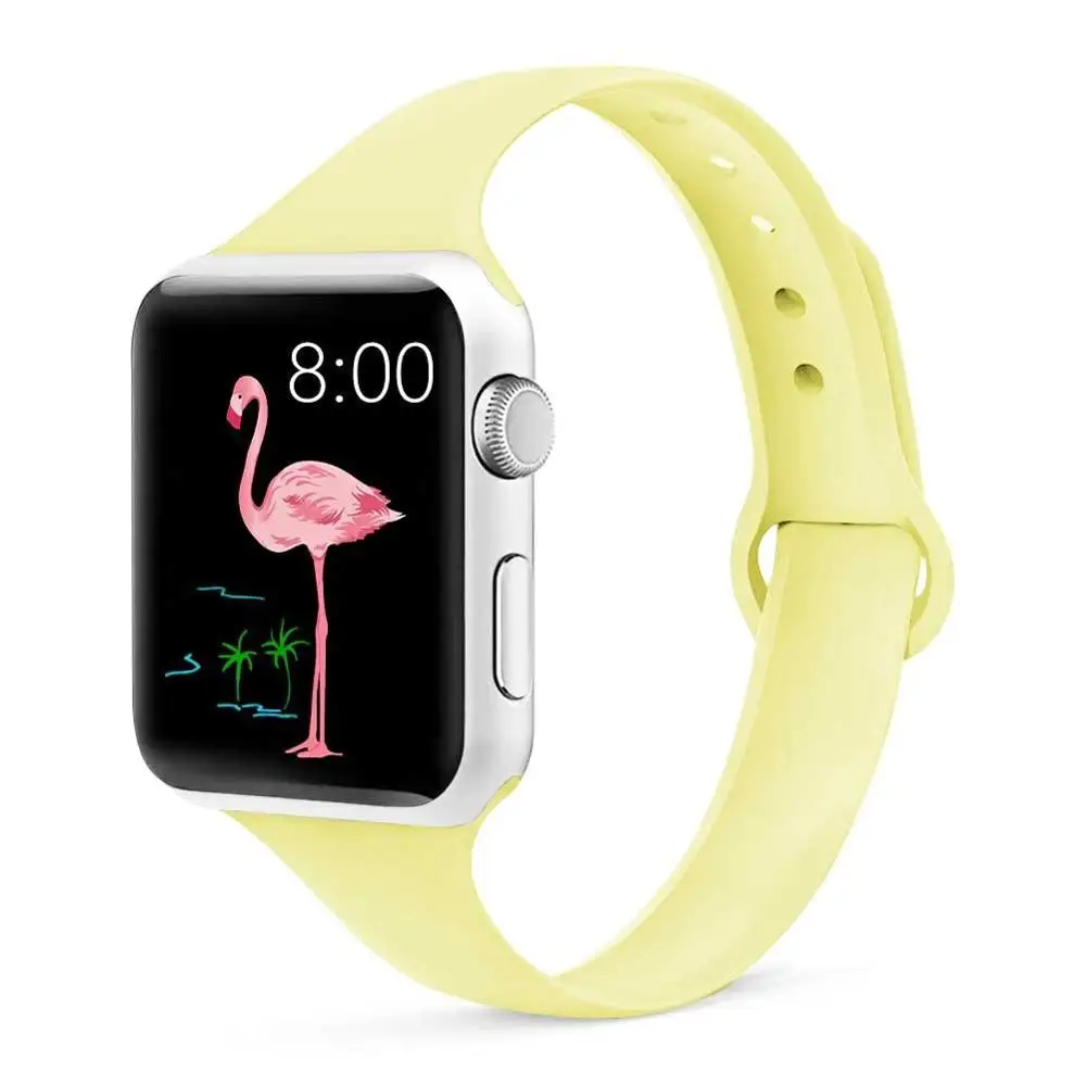 Ремешок для apple watch 42 мм, 38 мм, версия apple watch 4 полосы 44 мм 40 мм наручных часов iwatch серии 4/3/2/1 прозрачный мягкий тонкий чехол из силикона, correa, браслет ремешок для часов - Цвет ремешка: Milk yellow 11