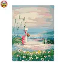 Картина по номерам художественная краска по номерам DIY Украшение для гостиной, гостиной, спальни диван фон и ожидание моря