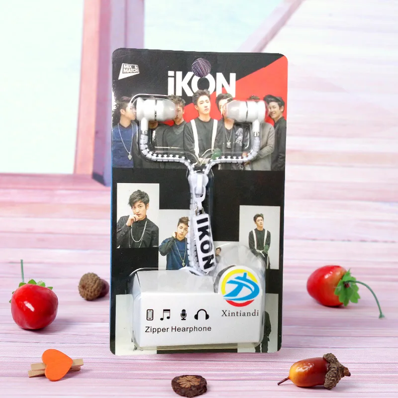 

[MYKPOP]IKON Zipper zip Mic Earbuds For Pad PC Mobile Phone Mp3 Mp4 KPOP Fans Collection SA18042917