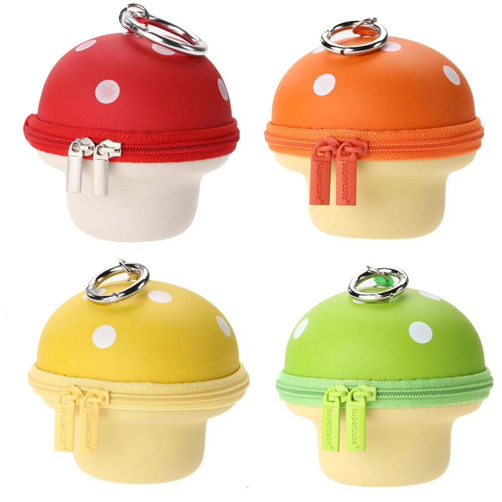 

Lovely Paattern Cute Mushroom Coin Purse Keys Holder Zipper Retractable Case Wallet For Woman And Man Gift