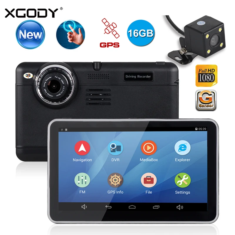 XGODY D6 7 Inch Car DVR Dual Lens GPS Navigation With Rearview Mirror font b Camera