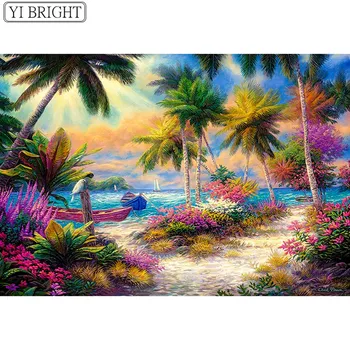 

DIY diamond embroidered seaside diamond painting cross stitch sewing craft full square rhinestone mosaic home decoration XY1