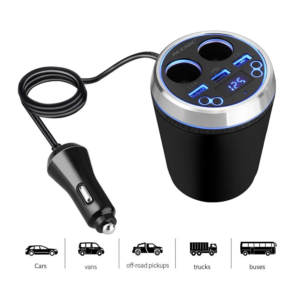 Onever 3 порта USB Автомобильное зарядное устройство музыкальный MP3 плеер Bluetooth Handsfree автомобильный комплект fm-передатчик адаптер прикуривателя Разветвитель