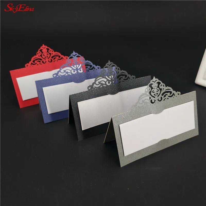 10pcs Laser Cut Wedding Name CardsPearlscent Paper Cards Place Card Wedding Party Decoration Favor  5zSH873 (217)