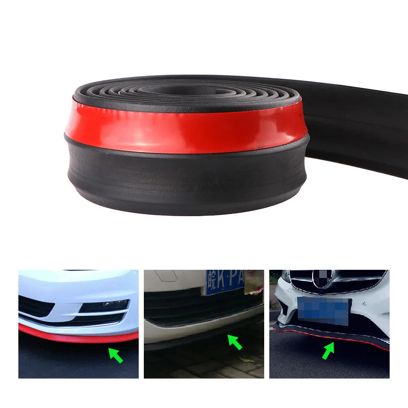 

2.5M Front Bumper Rubber Protector Lip Splitter Body Spoiler Universal Car styling Multi deflector Car Rubber Strip 60mm Width