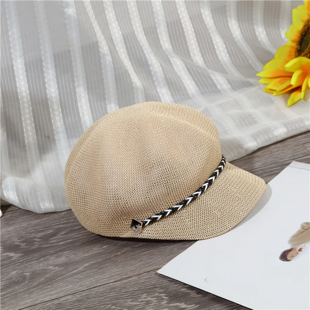 Simpl свежий восьмиугольная кепка женская летняя Солнцезащитная шляпа ручной работы на открытом воздухе плоские корейские складывающиеся панамки купол солнцезащитный крем розовый вязаный пляжная шляпа