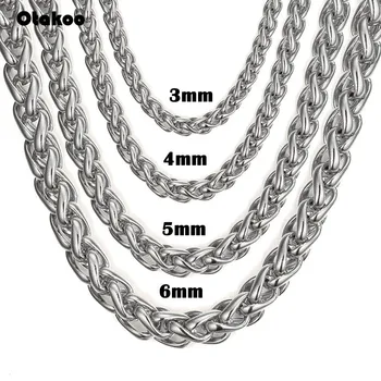 

Otakoo High Quality Silver Color Rope Chain Stainless Steel Necklace For Women Men Gold Fashion Rope Chain Jewelry Gift