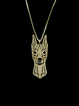 

Trendy Miniature Pinscher with cropped ears pendant necklace women gold silver plated statement necklace men cs go collares