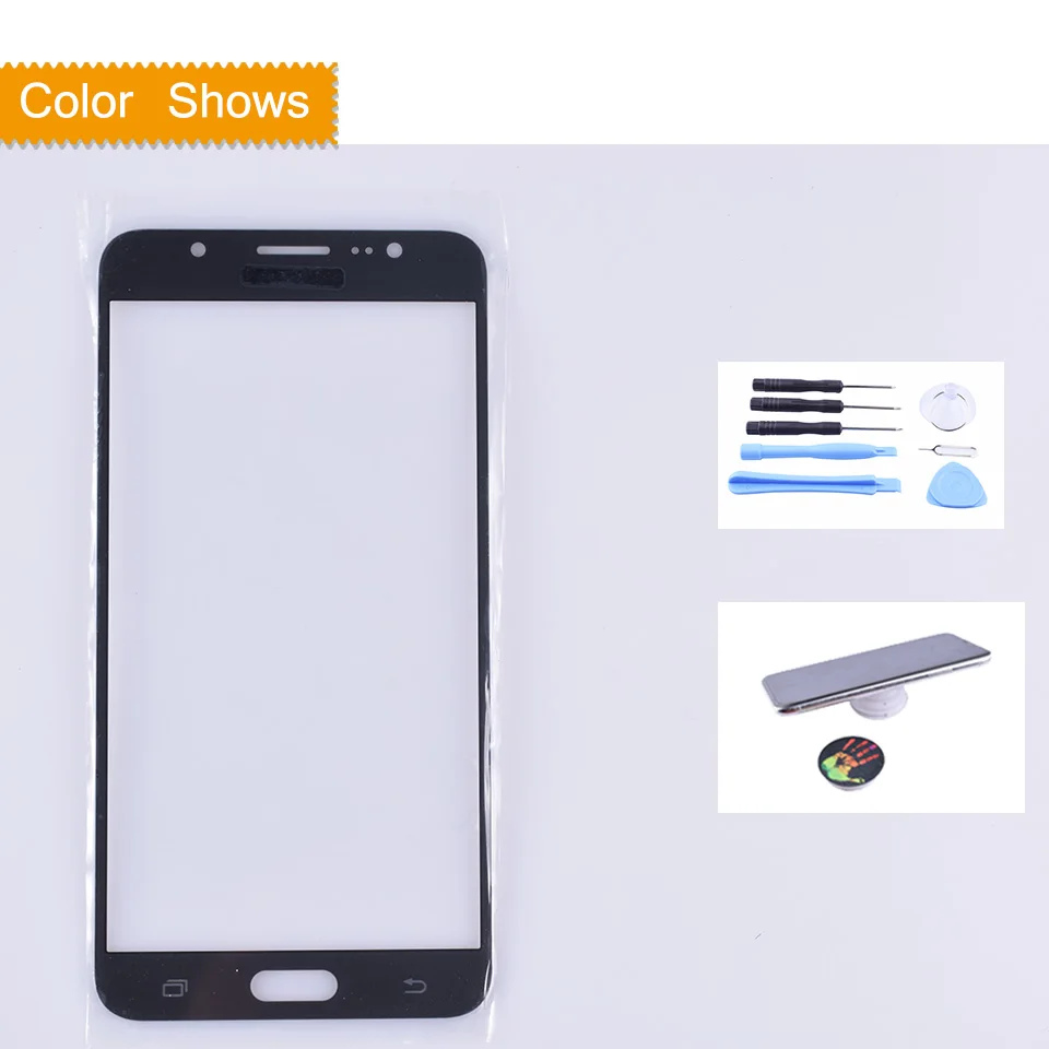 Для Samsung Galaxy J7 J710 J710F J710FN сенсорный экран панель ЖК передняя внешняя стеклянная Замена объектива J710 - Цвет: black with gift