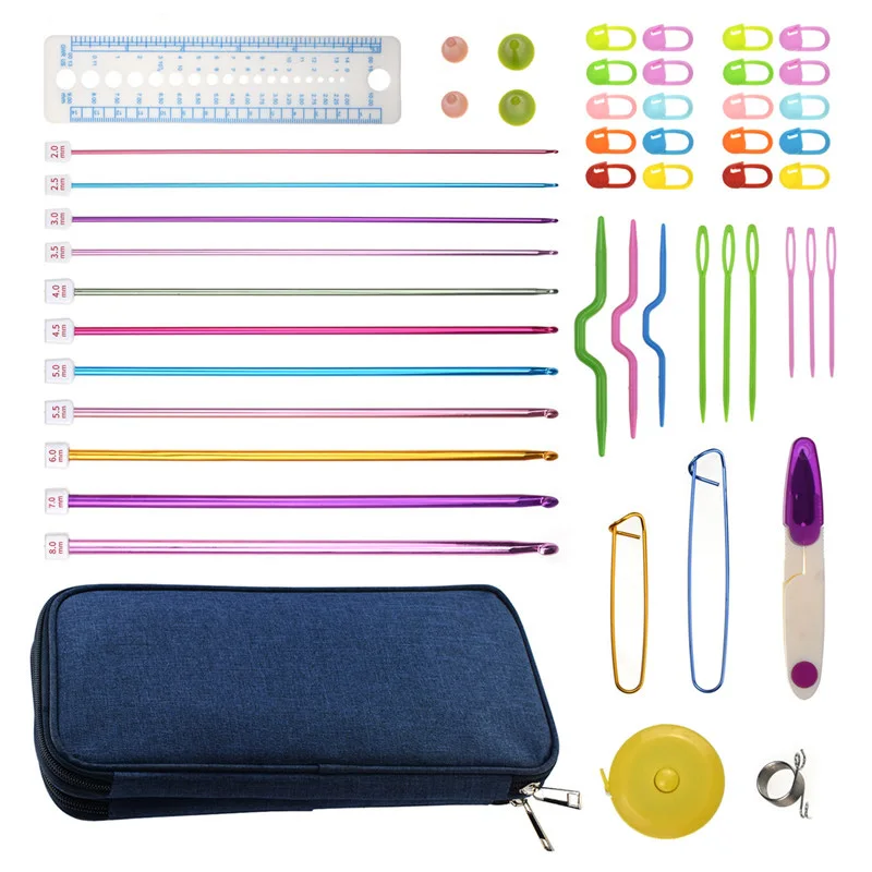 Multicolour Aluminum Knitting Needle Kit Crochet Hook Set Needlework Sewing Accessories Stitch Hooks Supplies | Дом и сад