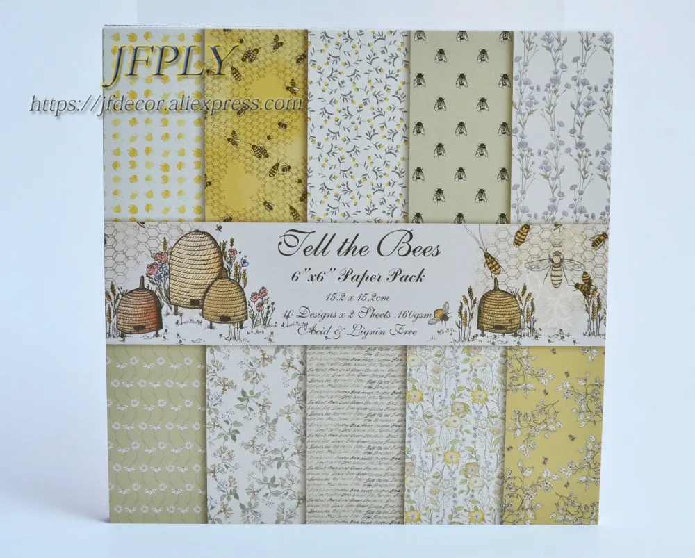

Bees Series Scrapbooking Paper Pack Craft Paper Art Card Card Making 6"x 6" 20 Sheets /pack