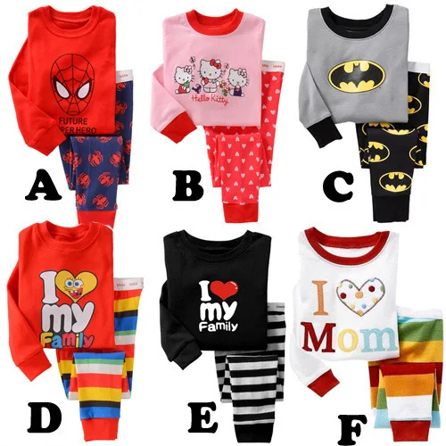 2018 Boys Girls Spider-man Super Man Set Spring Children's Clothing Full Pants +shirts Suit Kids Clothes Pajamas Sets Hot Casual | Детская