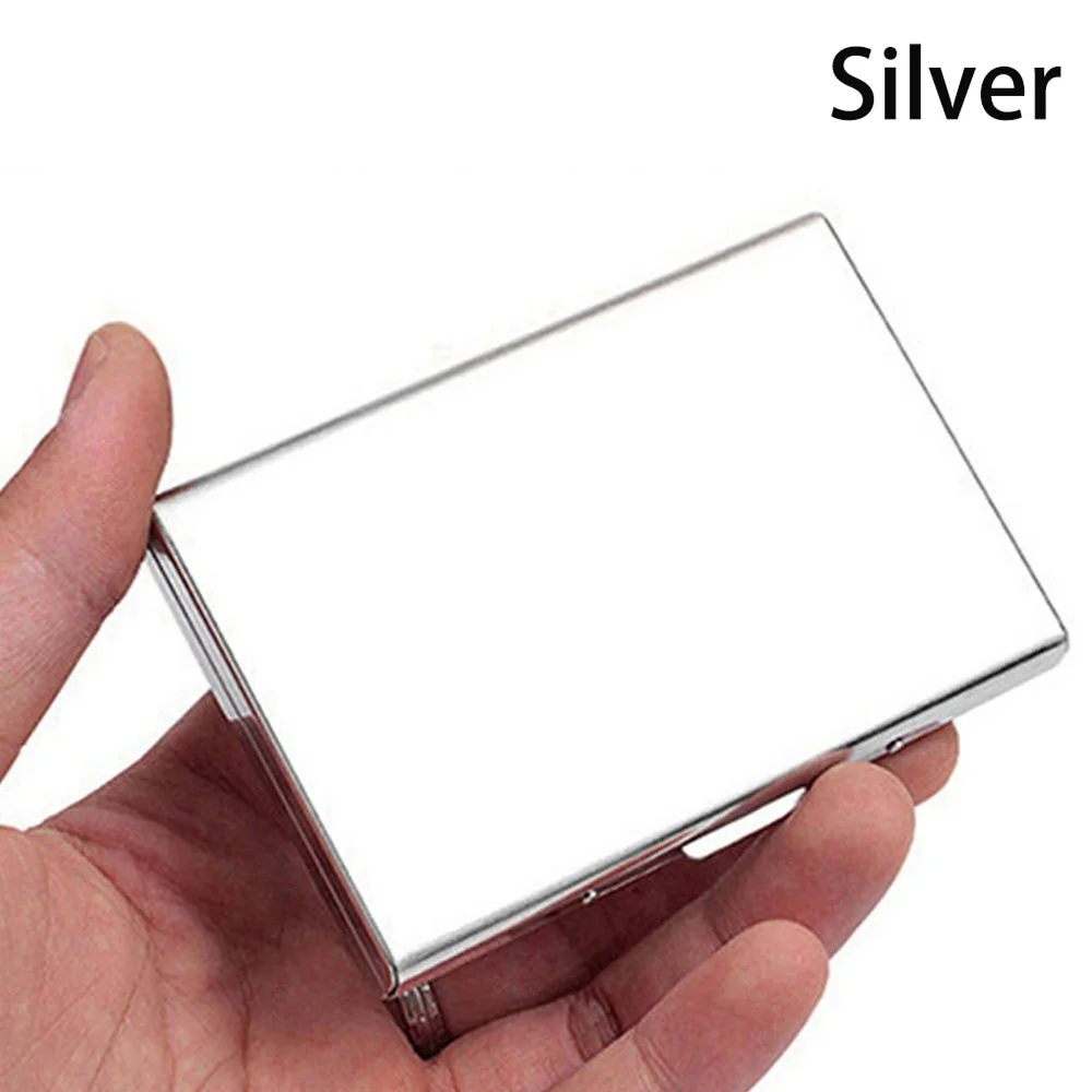 1Pcs New Metal Slim Anti-Scan Credit Card Holder RFID Blocking Thin Wallet Case Business Card Stainless Silver Storage Box Gifts - Цвет: silver