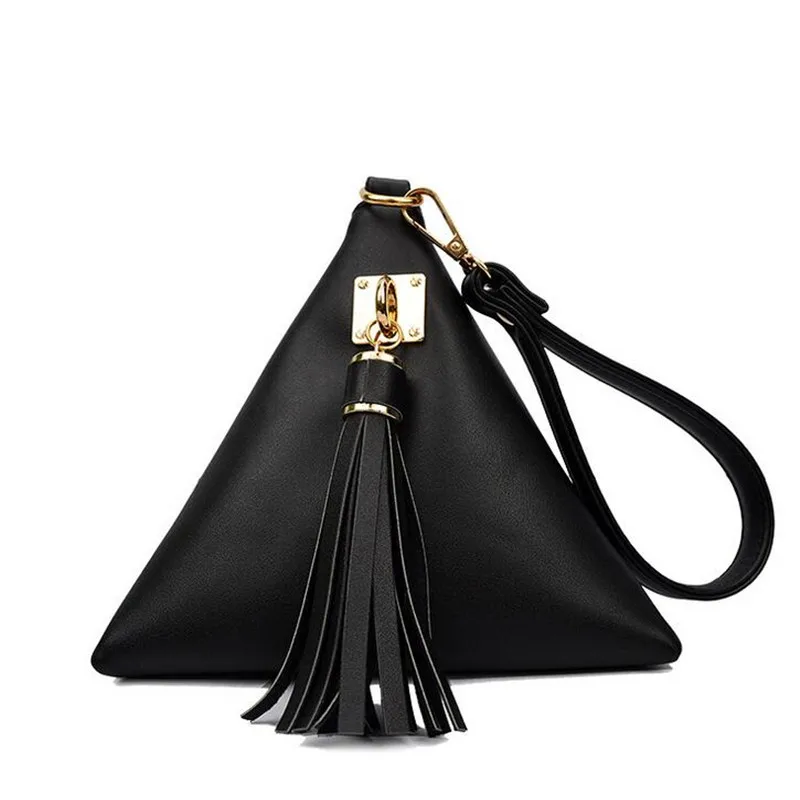 Popular Brand Design Triangle Bag Ladies Clutch Handbag Tassels