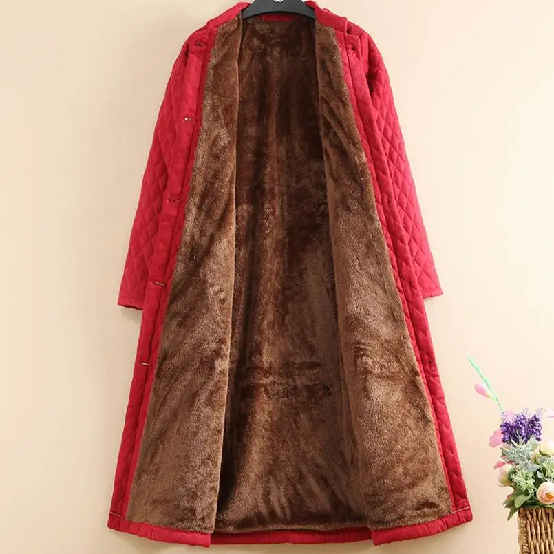 

long Jacket plus velvet padded coat warm long coat women