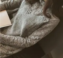 Large Size Cute Women’s Dresses Fashion Autumn Winter Bottoming Shirt Dress Elegant Woman Lace Long Sleeve Solid Jurken VN115