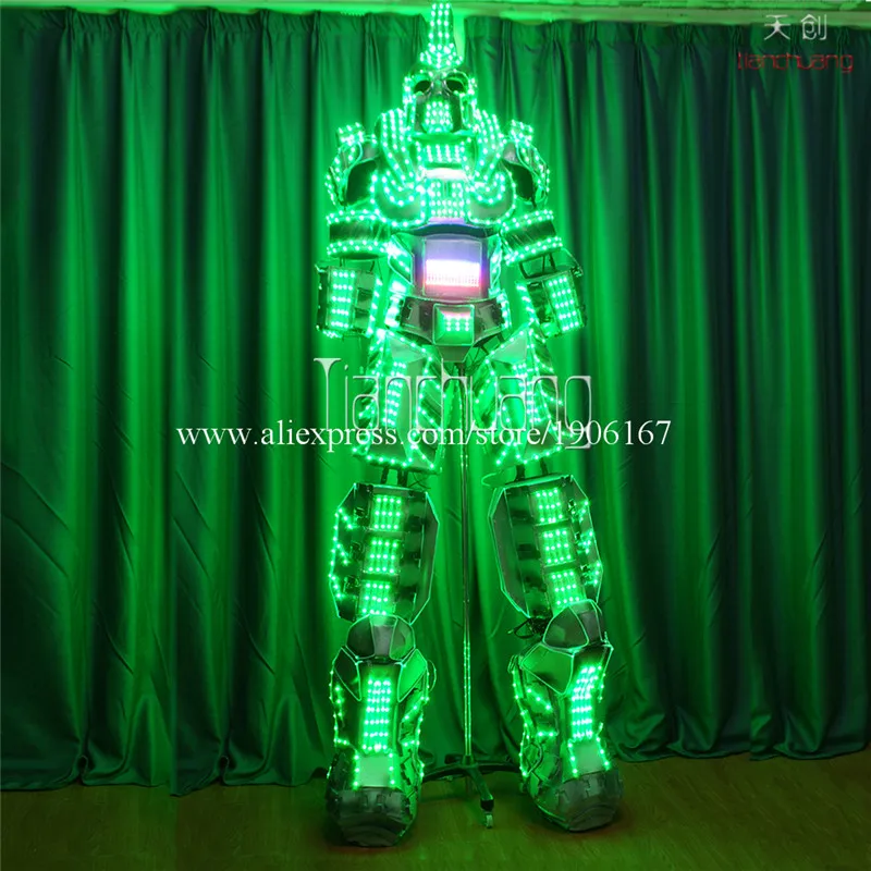 Полный Цвет светодио дный световой ходулях робот Tron костюм светодио дный свет наружный Рекламный Стенд Робот реквизита одежда для
