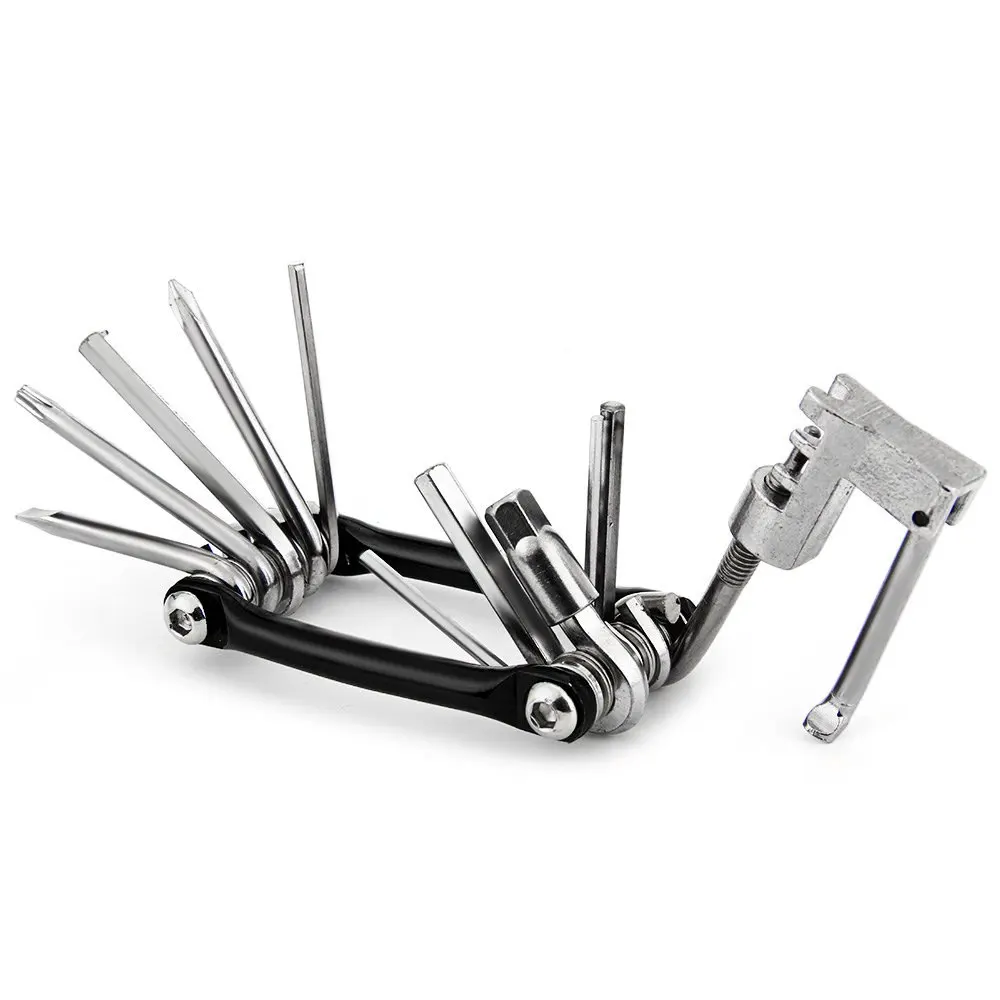 Best 11 in 1 MTB Bicycle Repair Tool Set Carbon Steel Chain Cutting Tool + Hex Key + Wrench + Screwdrivers Repairing Bike Accessories