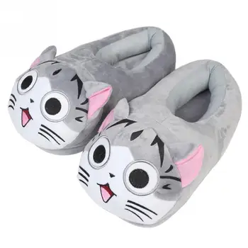 

2017 New Cartoon Cat Cotton Slippers Soft Warm Home Slippers For Girls Use Anime Cartoon Plush Stuffed Shoes Cute Winter Shoes