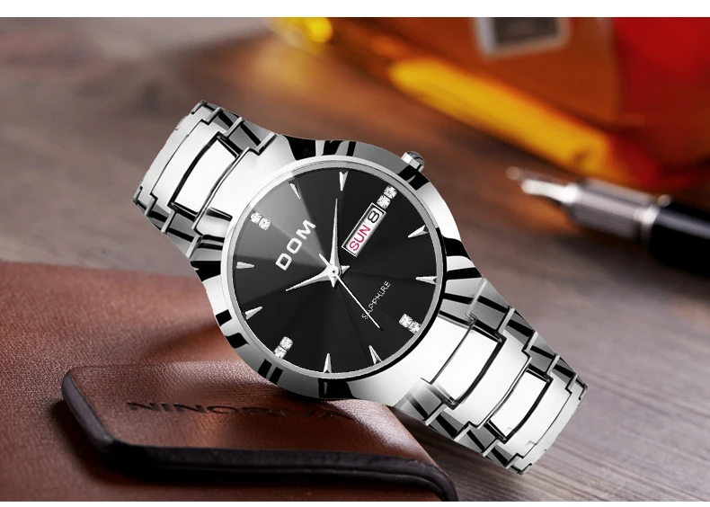 Часы для мужчин DOM бренд класса люкс наручные часы Неделя дисплей Водонепроницаемый Календарь Бизнес кварцевые мужские часы мальчик друг подарок W-698-1M2