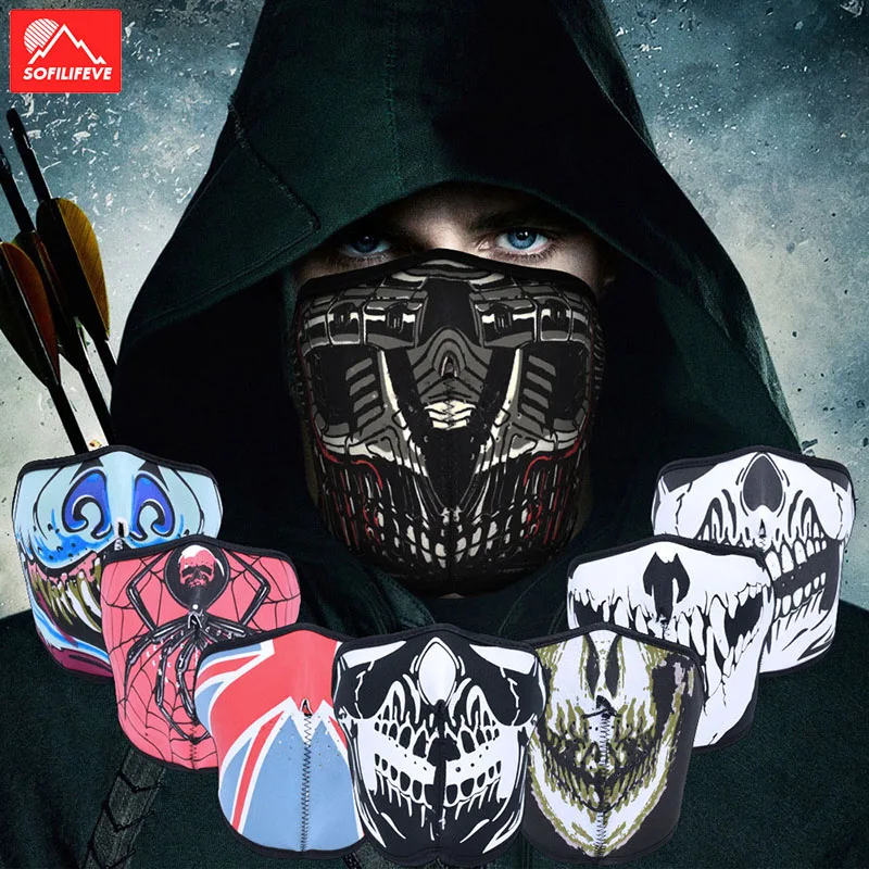 

Skull Bike Mask for men Cycling dust proof Scarf Monster print Riding Masks Velcro breathable Motocycle Rider Sport Face Mask