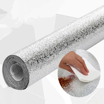 

Thick Waterproof aluminum foil kitchen stickers Self-adhesive caninet drawer stove sticker wallpaper roll home decor