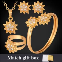 Свадебный комплект ювелирных изделий желтый цвет золота со стразами кольца, серьги, кулон браслет Модный комплект для женщин MGC PEHR1199