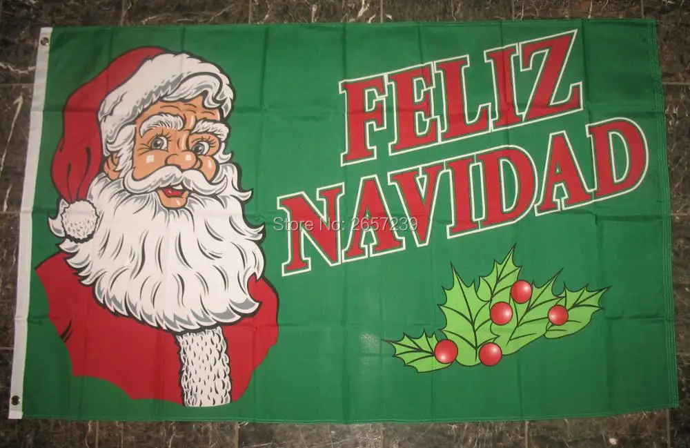 Feliz Navidad Flag Merry Christmas Banner Santa Claus Holiday