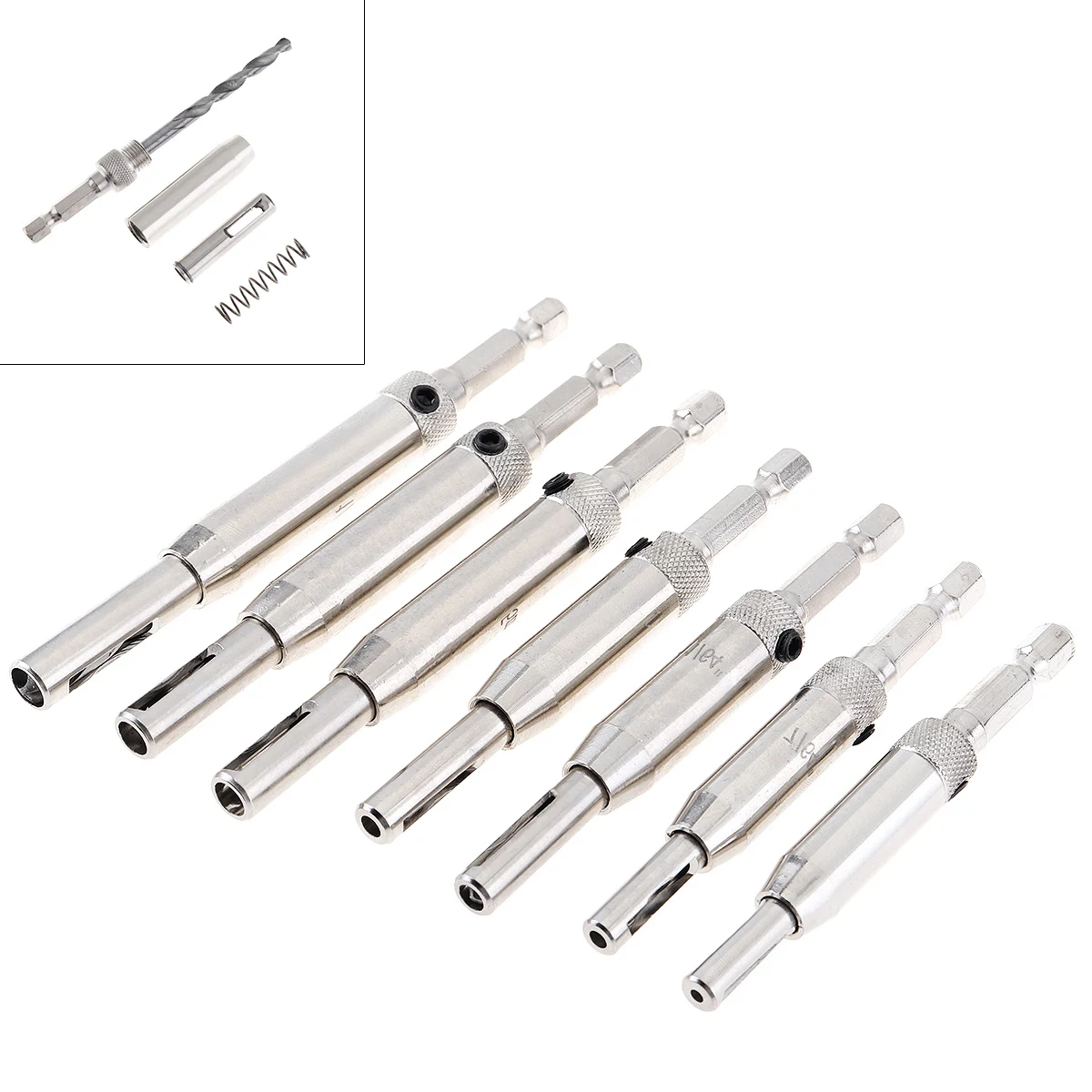

7pcs Hinge Opener Carpentry Hole Puncher Hinge Tapper Hexagonal Bit Positioning Special Borehole Core Drill Bit Set Power Tool