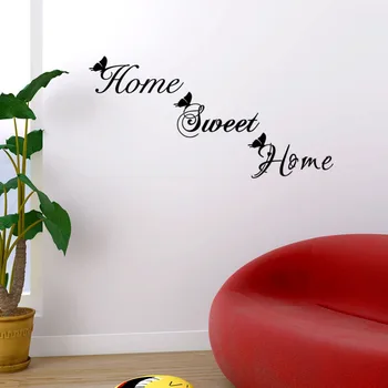 Home sweet home butterfly English family lettering words wall sticker vinyl home art decor wall decal window glass poster