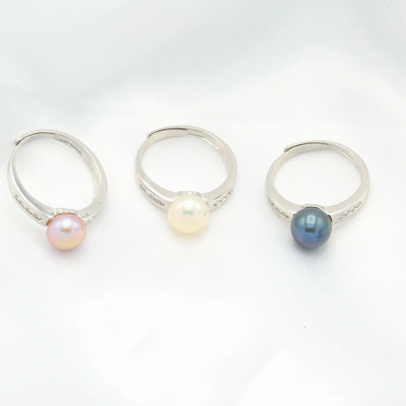 BaroqueOnly модное кольцо с жемчугом 8-9 мм AAA циркон натуральный пресноводный жемчуг ювелирное изделие 925 пробы серебряные кольца для женщин подарок