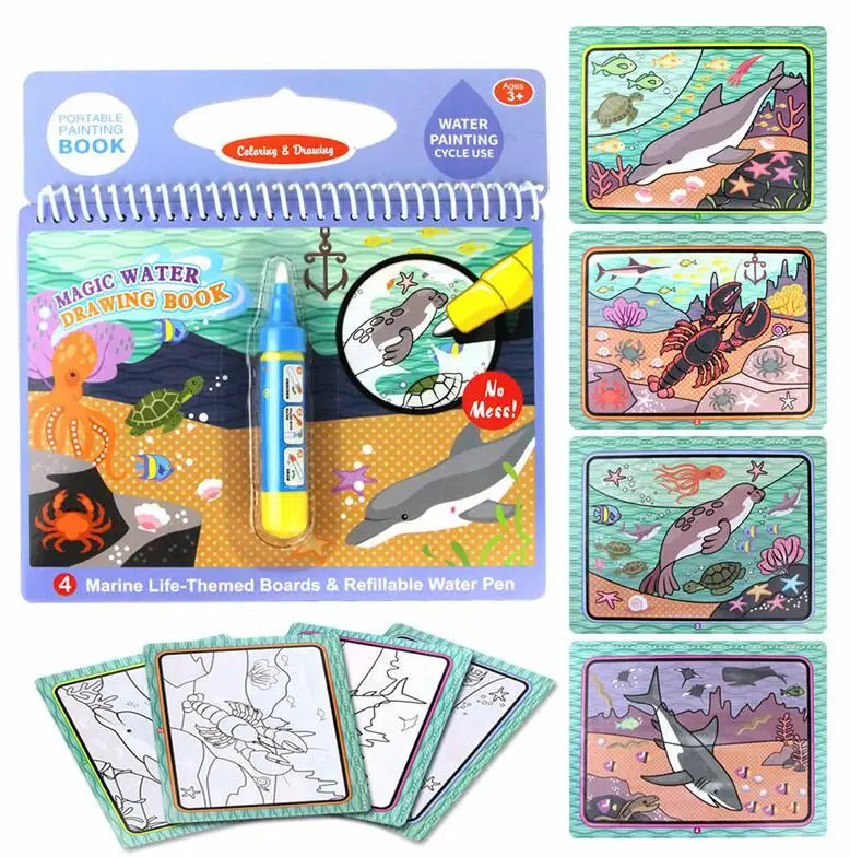 Волшебная книга для рисования воды, книга-раскраска, каракули и волшебная ручка, доска для рисования, для детей, игрушки, подарок на день рождения, для детей, для мальчиков, образование - Цвет: 6