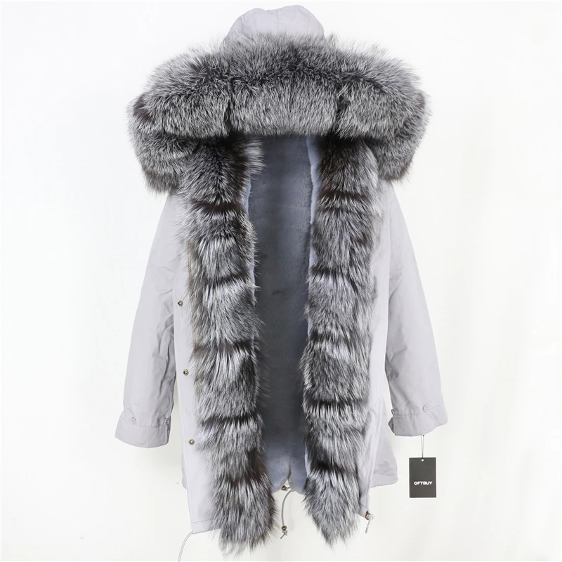 Женская длинная парка OFTBUY теплая куртка с натуральным мехом лисы