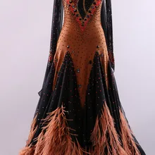 Стандартное платье для танцев, бальные платья с перьями
