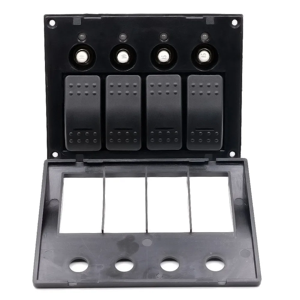 

New 4 Gang Waterproof Car Auto Boat Marine LED Rocker Switch Panel Circuit Breakers for both 12V 24V systems Panel is pre-wired