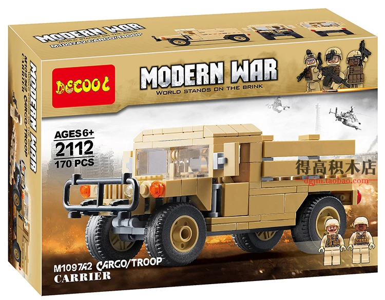 Decool 2112 войны армия Польша Военная Униформа M1097A2 Humvee грузовой войска транспортер building block игрушки для детей как подарки