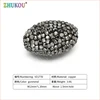 13*20mm Brass Cubic Zirconia Oval Beads for DIY Jewelry Accessories Making, Hole: 1.5mm, VZ177 ► Photo 2/4