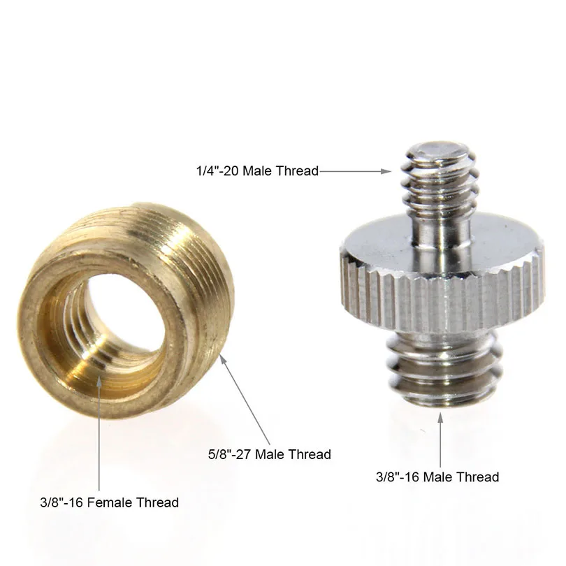 CAMVATE 38 Female to 58 Male Thread Mic Stand Screw + 14 to 38 Camera Tripod Monopod Ball Head Screw Adapter C1071 (1)