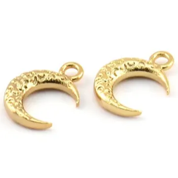 

6pc raw brass Gold Plated moon (Nickel Free and Lead Free) (12x4x3mm) N335