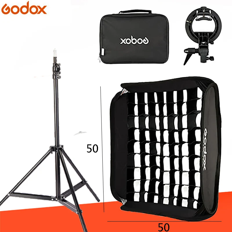 Софтбокс для вспышки Godox 50*50 см + монтажный комплект с S образным кронштейном