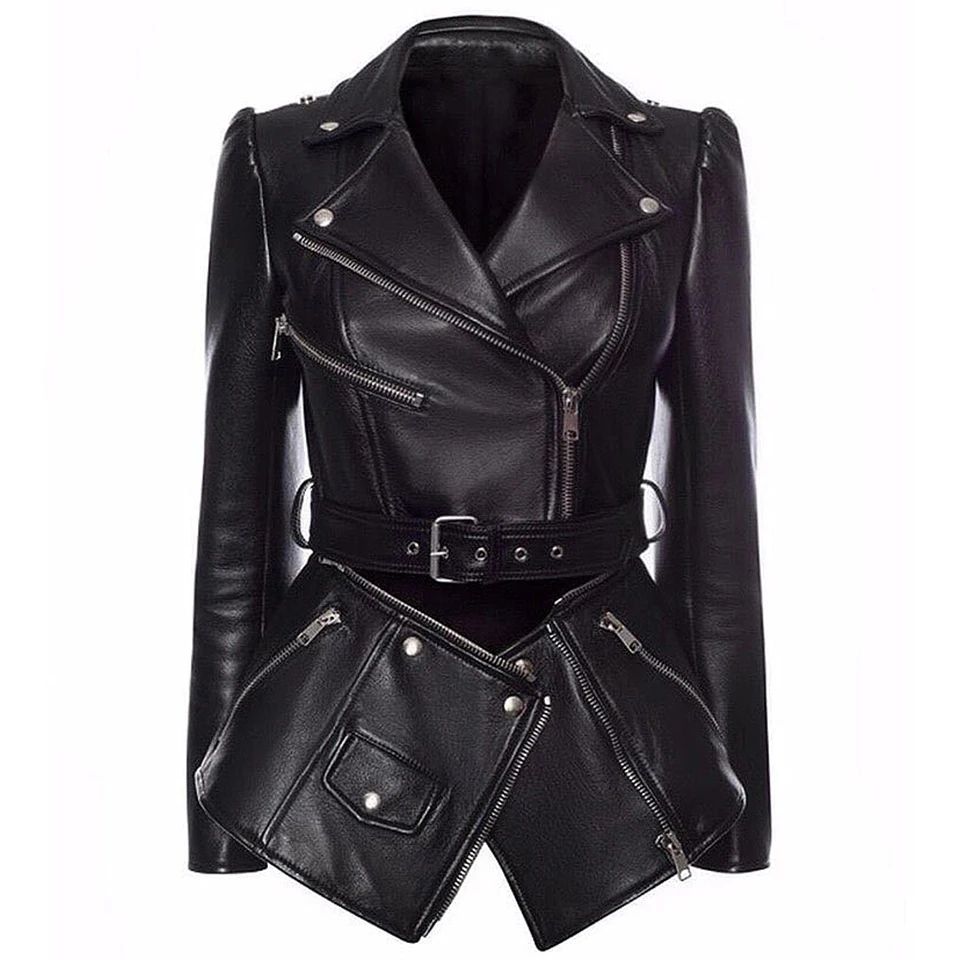 

High Quality 2019 New Designer British Style Female Suede coat Lower Edge Detachabl Diagonal Zipper Faux Leather PU Women Jacket