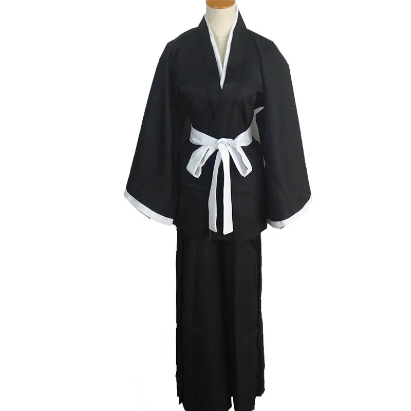 Coshome Bleach Kuchiki Rukia Wigs Cosplay Costumes Black Dress Kimono Set Women Halloween Party Costume (2)
