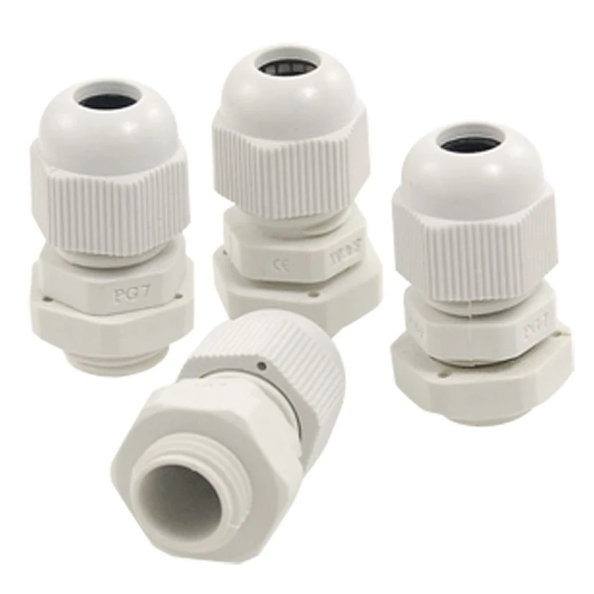 

Promotion! 4 Pcs 3-6.5mm Cables PG7 Waterproof White Plastic Glands Connectors