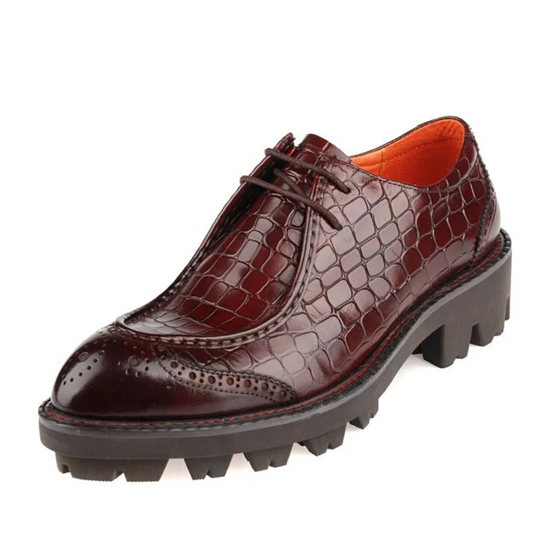 

2016 New Autumn Fashion Real Genuine Leather Formal Brand Man Flat Platform Oxford Luxury Men's Casual Brogues Shoes GLM381