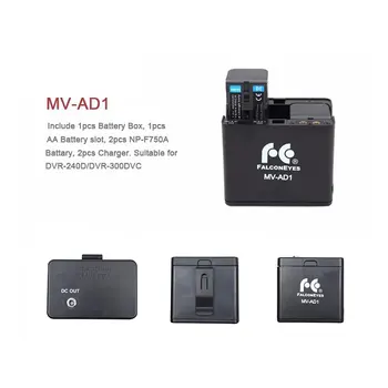 Falcon Eyes Battery Holder Case MV-AD1 + 2pcs NP-F750A Batteries for FALCONEYES DVR-240D  DVR-300DVC  LED Ring Light