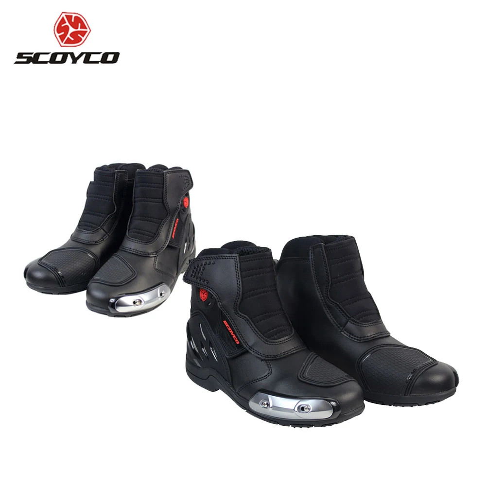 SCOYCO/мотоциклетные ботинки для верховой езды из микрофибры; кожаные ботинки для мотокросса; ботильоны для гонок по бездорожью; Уличная обувь для верховой езды; защитное снаряжение