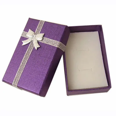 32 шт картонные коробки для ювелирных изделий 1,9 ''x 3,1'' серебряные подарочные коробки для подвески ожерелье серьги кольцо коробка упаковка с белой губкой - Цвет: Dark Purple