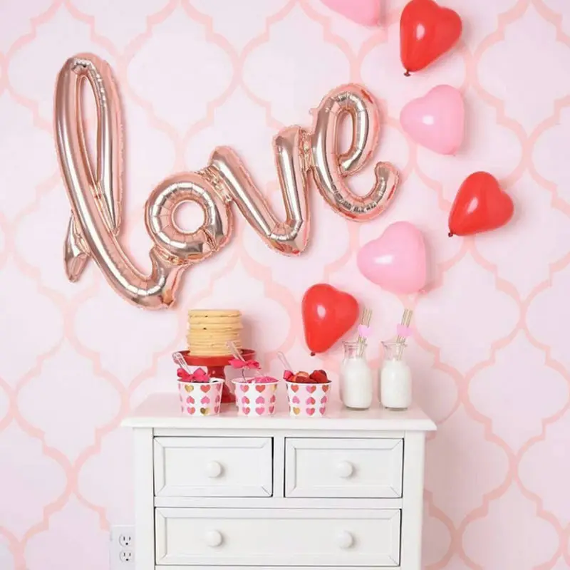 JX LCLYL 42 &quotвоздушный шар из фольги с надписью Love и розовое золото для свадебного