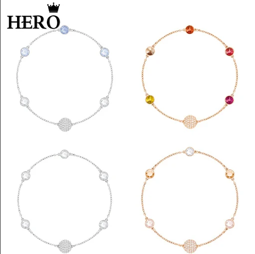 

HERO Original Copy High Quality 1:1 SWA Multi-Color Cubic Zirconia Gold-Plated Magnetic Clasp Bracelet With Logo Mail